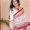 white and red sharee