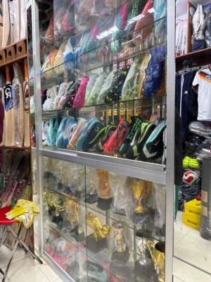 Football shoes and trophies